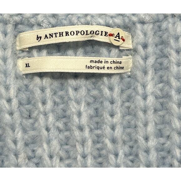 Anthropologie Ramona XL Sky Blue Alpaca Blend Oversized Unique Sweater - Picture 6 of 11
